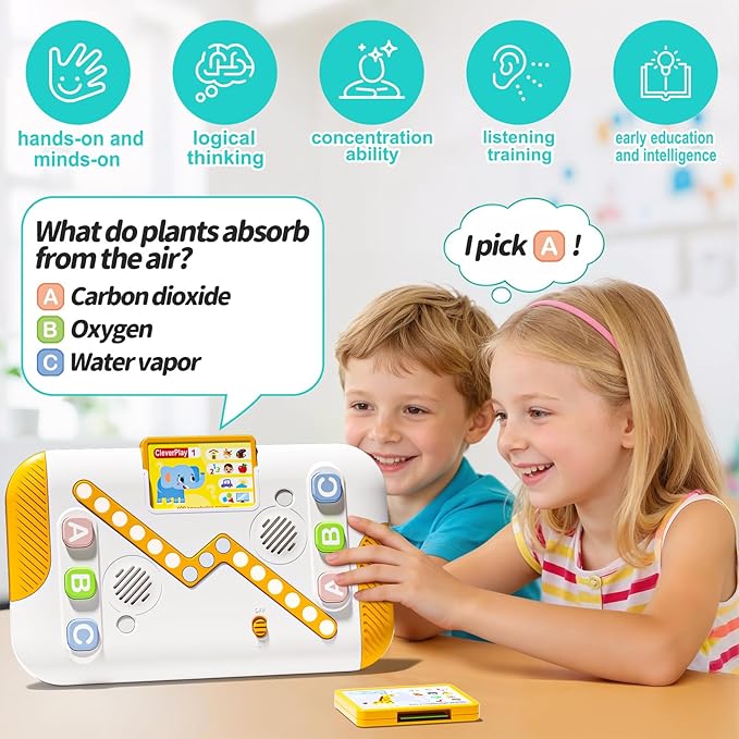 Educational Toys for Kids 3-6 Years Old, Interactive Quiz Battle Game with 800 Questions, 2-Player Learning Toy, Montessori Brain Training, Autism Sensory Speech Therapy Gift for Toddler Boys Girls