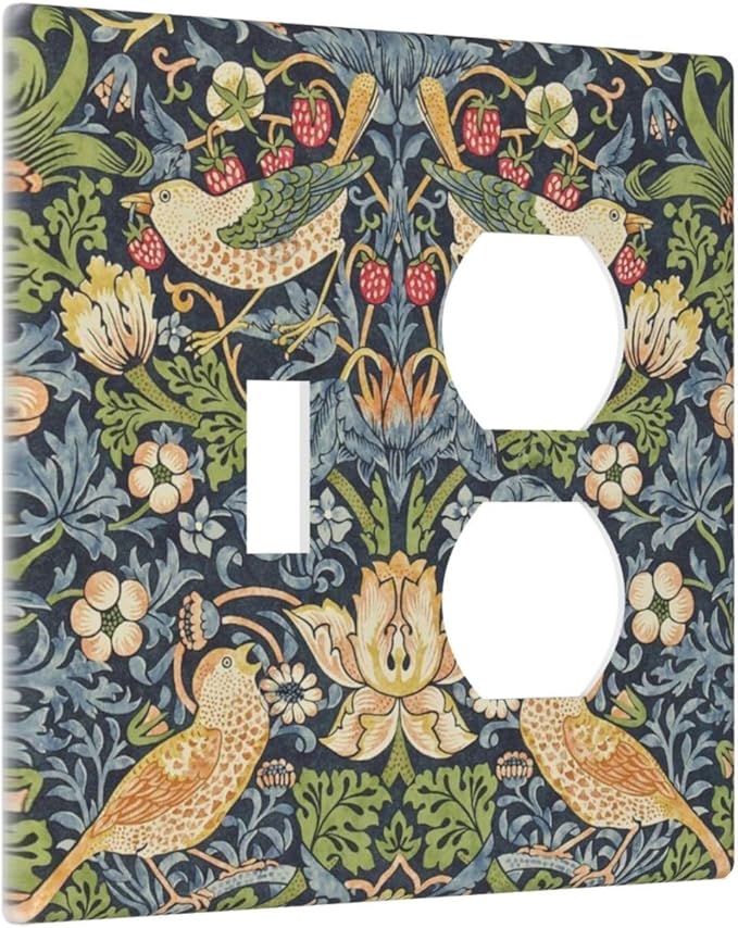 Wallplates Morris Strawberry Thrush Birds Colorful Plants 1 Toggle 1 Duplex Switch Plate Electrical Gfci Faceplate Decorative Light Switch Covers For Bed Room Living Room Decor