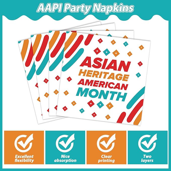 96Pcs AAPI Party Plates and Napkins for AAPI Heritage Month Supplies Asian American and Pacific Islander Themed Paper Dessert Plates Tableware Set for 24 Guests Celebration Festival Party Decorations