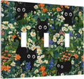 Cartoon Cool Kids Boys Animal Triple Toggle Decorator Outlet Light Switch Wall Plate Cover Funny Boho Cute Black/Green Cats Pet Kittens Jumbo Decorative 3 Gang Three Device Receptacle Faceplate Cover