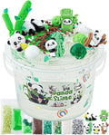 10 FL OZ Panda Clear Slime Bucket, Big Slime Kit with Clay, Slimes Party Favors for Kids, Glimmer Crunchy Slimes Includes 9 Packs of Add-ins, Sensory Experience DIY Toys for Girls and Boys Ages 8-12