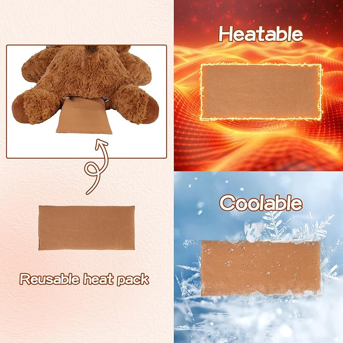 GILFWM 25" 5 Lbs Weighted Stuffed Animals Highland Cow, Heatable and Coolable Weighted Plush with Microwavable Heating Pad,Removable Soft Washable Cute Plushie Pillow Toy Gifts for Adults and Kids
