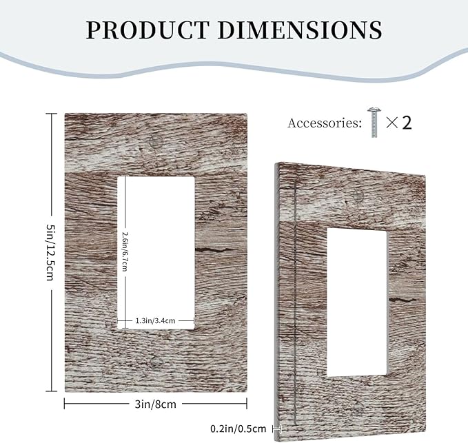 Outlet Covers Rustic Dark Grey Wood Plank Vintage Texture 1 Gang Single Rocker Light Switch Cover Plate Decorative GFCI Wallplates Socket Cover Electrical Switch Plate Covers for Farmhouse Home