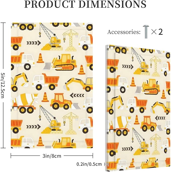 Decorative Light Switch Cover Plate Construction Vehicle Yellow Trucks Diggers 1 Gang No Device Single Blank Outlet Covers Wall Plates for Electrical Outlets Faceplate for Home Decor