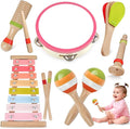 Baby Musical Instruments for Girls-Montessori Wooden Toys for Toddlers 1-3,Percussion Instruments Set with Xylophone Preschool Educational 3+ Christmas Birthday Gift for 1 2 3 Year Girl (Pink)