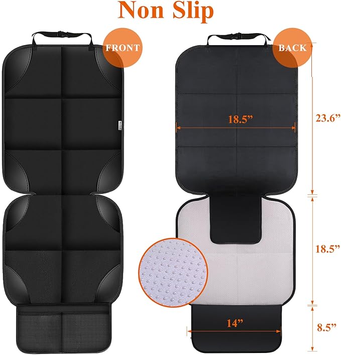Meolsaek Kick Mats Back Seat Protector, Waterproof Oxford Seat Back Protector, Car Seat Back Protector for Kids, Back of Seat Protector for Kids Feet Car Seat (Black D -1 Set)