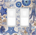 Decorative Outlet Covers Vintage Sea Blue Seahorse Starfish Octopus 2 Gang Double Gfci Rocker Electrical Wall Panels Light Switch Cover Plate For Kids Room Home Decor