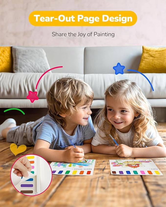 TECJOE 3 Pack Paint with Water Coloring Books for Toddlers, Mess Free Watercolor Painting Set with 6 Brushes, Travel Art Craft Toys Birthday Gifts for Kids Ages 3-8, Traffic, Forest & Dinosaur