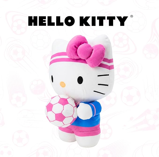Hello Kitty Sports Soccer Plush Cuddle Pillow Buddy, Kids Bedding Super Soft Kawaii Pillow, 16.5" Tall, 2026 World Soccer Tournament (Officially Licensed Product) by Franco Collectibles