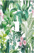 Tropical Palm Leaves Green Jungle Botanical Floral Flowers Decorative Light Switch Cover 1 Gang Single Toggle Device Electrical Faceplate Switchplates Decorator Outlet Wall Plate for Bedroom Home