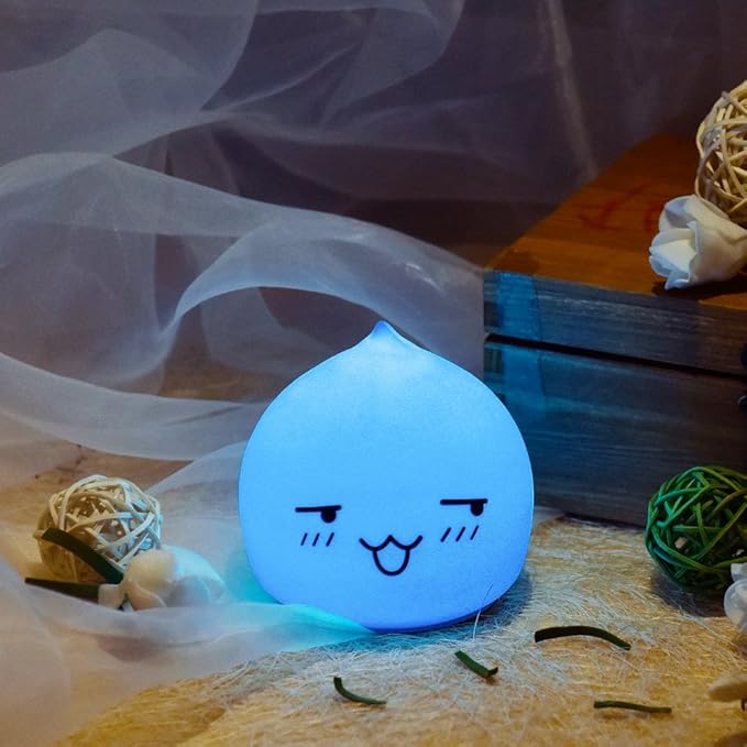 Portable Silicone LED Cartoon Night Light for Kids USB Rechargeable, Warm/White Light, 7-Color Changeable Light, Cute Children Night Lamp for Baby, Bedroom and Nursery (Tear Drop)