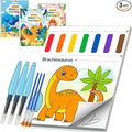 TECJOE 3 Pack Paint with Water Coloring Books for Toddlers, Mess Free Watercolor Painting Set with 6 Brushes, Travel Art Craft Activities Toy Birthday Gifts for Kids Ages 3-8, Princess, Dinosaur & Sea