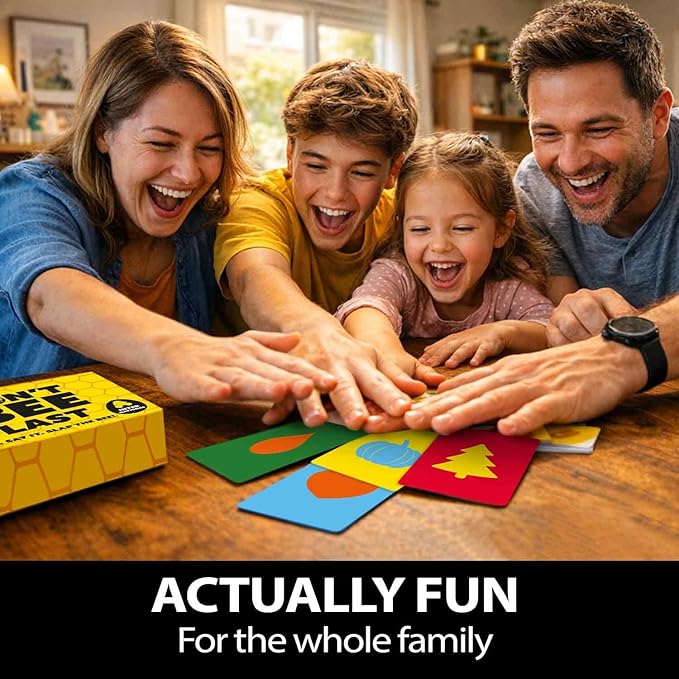 QUOKKA Family Board Games for Kids 8-12 – Party Game for Kids & Adults Game Night – Don’t Bee Last – Global Language-Free Edition – Colors & Shapes – Card Game for Teen Boys and Girls Ages 6 7 10