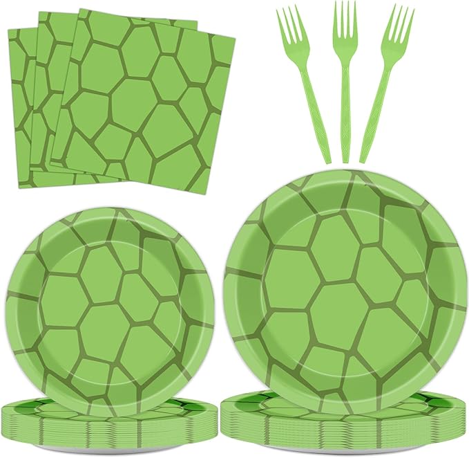 96Pcs Turtle Party Plates and Napkins Turtle Theme Birthday Party Supplies Disposable Turtle Party Paper Plates Green Sea Turtle Dessert Plates Tableware for 24 Guests Kids Teen Party Decorations