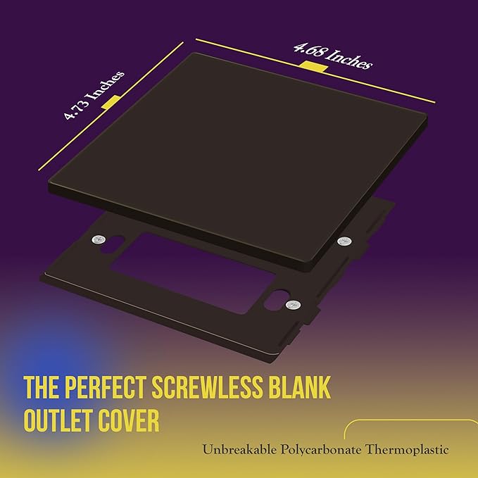 ENERLITES Screwless Double Blank Wall Plate, Child Safe Two Gang Blank Device Outlet Cover, Standard Size, 2-Gang 4.68" x 4.73", Polycarbonate Thermoplastic, UL Listed, SI8802-BR, Glossy, Brown