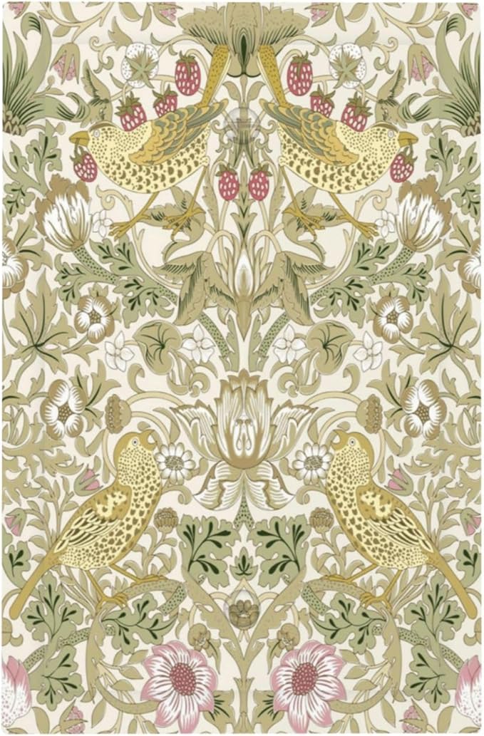 William Morris Vintage Strawberry Bird Botanical Light Switch Cover Plate 1 Gang No Device Blank Electrical Wall Plates Faceplate Decorative Switch Plate Covers for Farmhouse Home Decor
