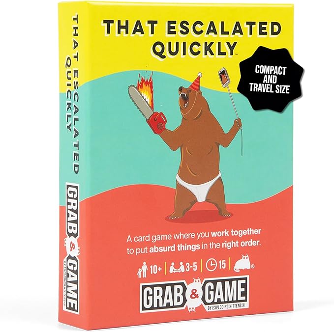 Exploding Kittens that Escalated Quickly Grab & Game 3-5 Players - Ages 10+ - 15 Minutes to Play - Travel Sized Card Game - Party & Family Card Games for Kid & Adults