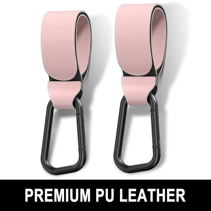 Baby Stroller Hooks for Hanging Bags, Universal Stroller Clips Accessories, Mommy Hook for Diaper Bag, Shopping Cart, Purse, Backpack - 2 Pack, Pink