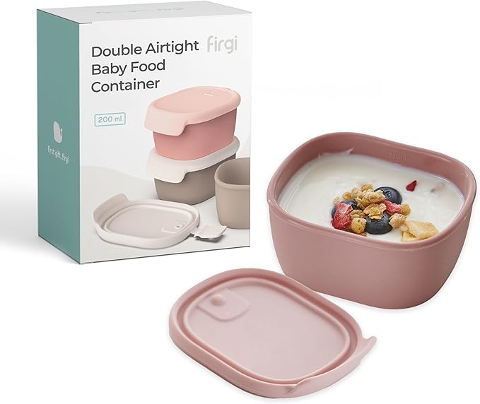 Silicone Baby Food Storage Containers with Airtight Lid, BPA-Free Leak-Proof Baby Food Jars, Microwave & Dishwasher Safe Reusable Snack Containers with Lids for Baby Led Weaning, Dry Rose