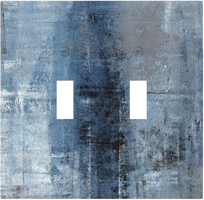 Outlet Covers Navy Blue Gray Abstract Ink Painting 1 Gang Duplex Light Switch Cover Plate Decorative Wall Plates Electrical Switchplate Receptacle for Bathroom Bedroom Decor（2 Pack）