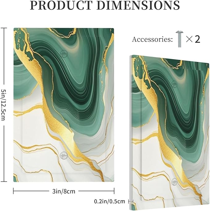 Light Switch Cover Plate Turquoise Marble Texture Golden Lines 1 Gang No Device Blank Electrical Wall Plates Faceplate Decorative Switch Plate For Bed Room Bathroom Decor