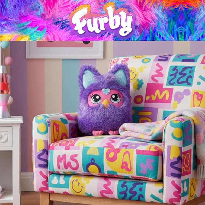 Furby Purple Plush Cuddle Pillow, Super Soft & Cozy, (Officially Licensed Product) By Franco Collectibles