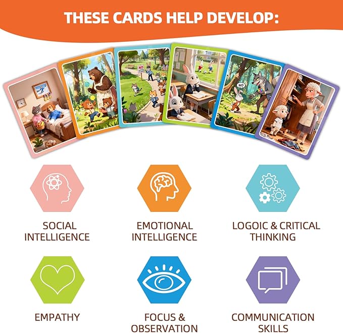 Speech Therapy Materials, Who What Why Conversation Cards for Kids – Learning Game for Social Skills, Emotional Intelligence & Critical Thinking, Sequencing Game & Articulation Materials, Ages 4+