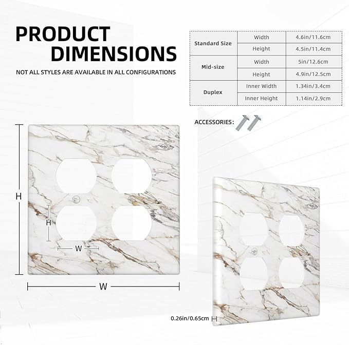 Decorative Light Switch Cover Plate White Brown Marble Abstract Modern Luxury 2 Gang Decorative Switch Plates 1 Toggle Duplex Combo Outlet Covers GFCI Plug Covers Wallplates for Bathroom Kitchen Decor