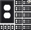 ELEGRP Duplex Receptacle Outlet Covers, 1-Gang Standard Size Wall Plates, Unbreakable Polycarbonate Dual Outlet Faceplates Covers, UL Listed, Color-matched Screws Included (50 Pack, Glossy Black)