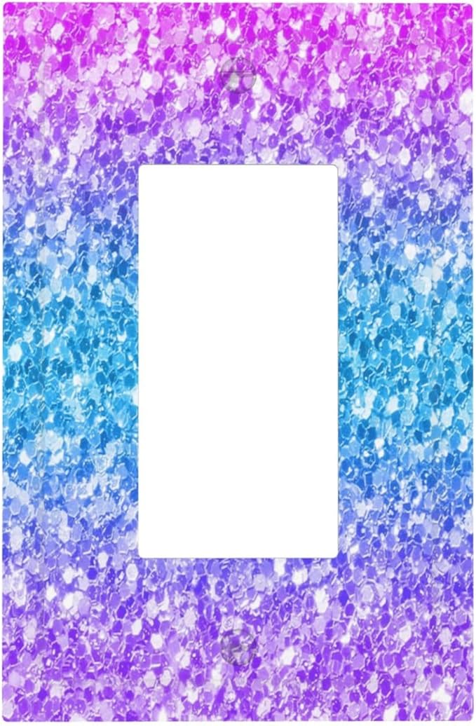 Outlet Covers Fantasy Colorful Glitter Blue Purple Gradient 1 Gang Single Rocker Light Switch Cover Plate Decorative GFCI Wallplates Socket Cover Electrical Switch Plate Covers for Kids Room Home