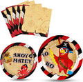WERNNSAI Pirate Party Plates and Napkins - Pirate Birthday Party Supplies Bundles for Boys Kids Disposable Luncheon Dinner Dessert Cake Plates Napkins Tableware Set Serves 16 Guests 48 Pieces