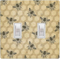 Honey Bee Honeycomb 2-Gang Double Toggle Switch Plate, Vintage Bee Wall Plate for Home, Office, Sunroom & Kitchen