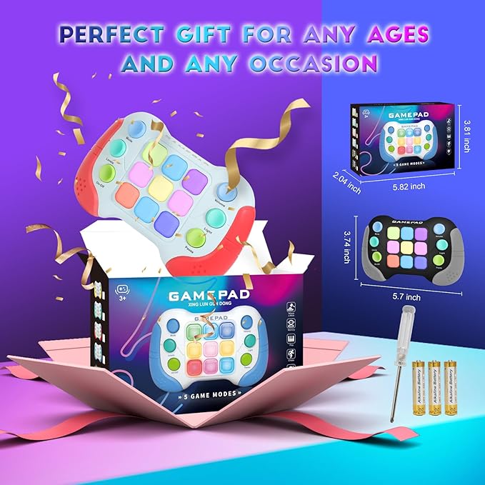 AOTIBO Fast Push Fidget Toys Handle, Flashing Handheld Game for Kids Teens Adults, Electronic Brain & Memory Game, Quick Push Buttons Gamepad, Xmas Birthday Gifts STEM Toys for Boys Girls