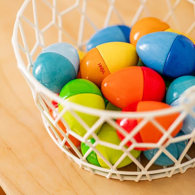 HABA Fun with Sounds Wooden Eggs - 5 Acoustic Sounds, Made in Germany, Kids Musical Instruments, Toddler Sensory Toys Montessori Toys for 2 yrs+