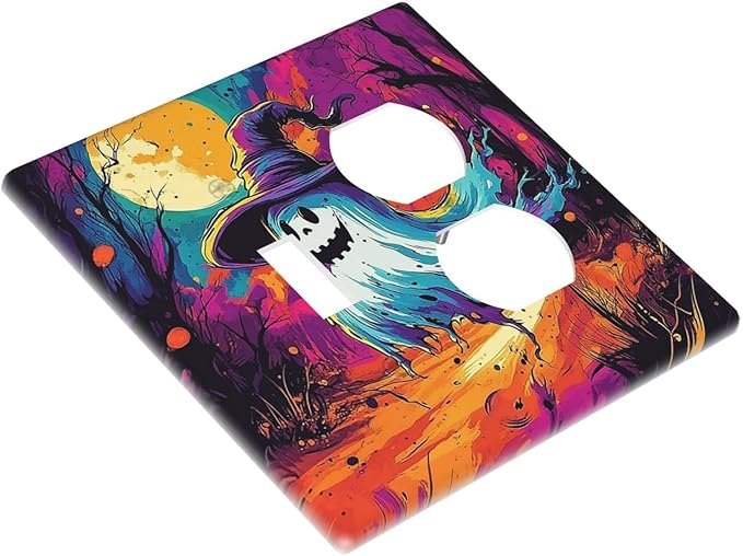 Wallplates Ghost Colorful Forest Moon Dead Tree 1 Toggle 1 Duplex Switch Plate Electrical Gfci Faceplate Decorative Light Switch Covers For Nursery Kids Room Decor