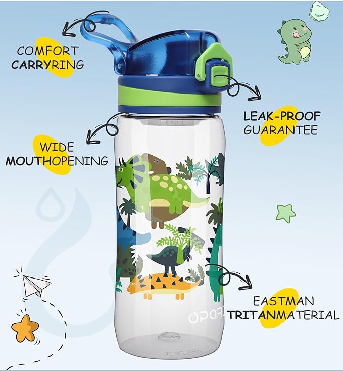 Opard 17oz Kids Water Bottle with Leak Proof Flip-Top Lid, Reusable BPA-Free Tritan for School and Travel