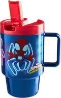 Get Trend Marvel Spiderman Kids Water Bottle with Straw 16.9 oz BPA Free Plastic Cup with Lid Handle Reusable Tumbler for School Gifts for Kids (Blue Spidey)