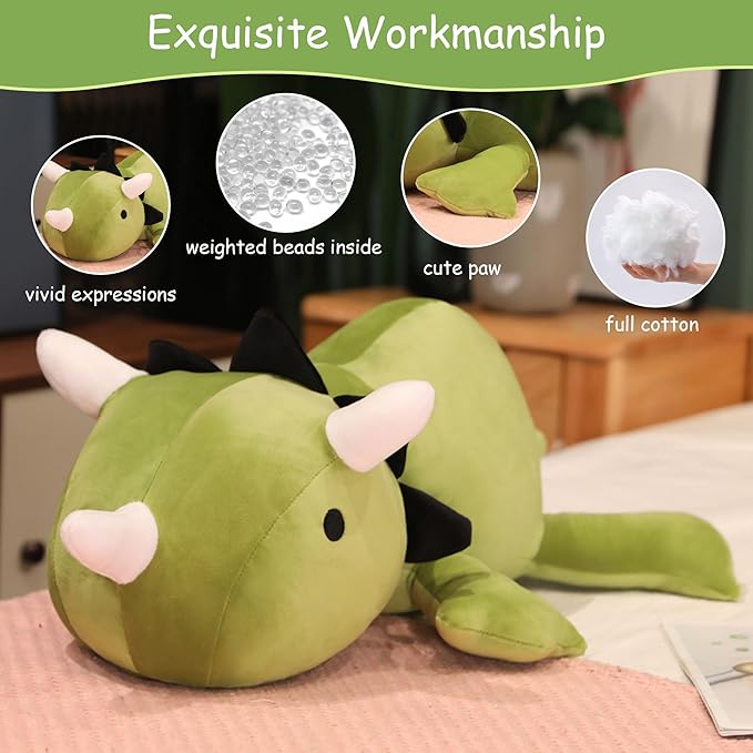 SQEQE Weighted Dinosaur Plush, Weighted Dinosaur Stuffed Animal, Dino Plushies Pillow Toy Gift for Kids Adults 13.8 Inch, 1.6 Lbs