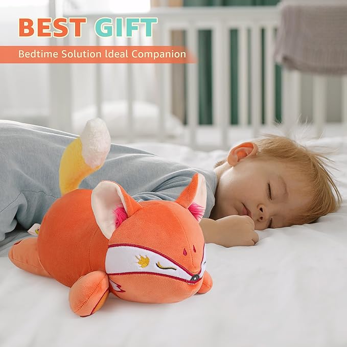 Onsoyours Original Red Wheat Fox Weighted Stuffed Animal, Cute Weighted Positive Fox Plush Pillow Toy Soft Plushies Gift for Kids & Adults（9.8", 1.0 Lbs）