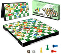 Magnetic Snakes and Ladders Board Game for Kids and Adults - 9" Compact Portable Travel Games with Pieces and Dice, Classic Foldable Family Game Set for 2-4 Players Ages 3 and Up