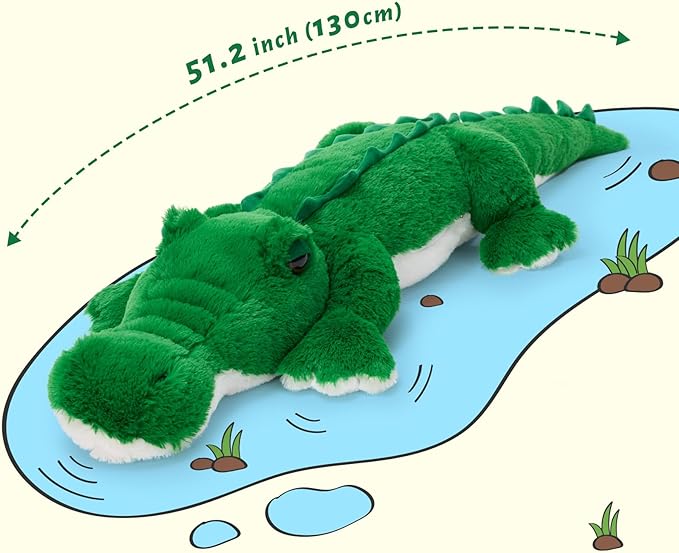 MorisMos 51inch Giant Alligator Stuffed Animal, Soft Huge Alligator Plush Toy, Big Stuffed Crocodile Gifts for Kids Boys Girls Brithday