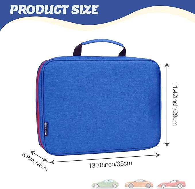 KISLANE Car Storage Case Organizer for 48 Vehicles – Portable 1:64 Scale Die-Cast Collection Carrying Case with Elastic Slots, Travel Storage Bag for Collectors, Blue