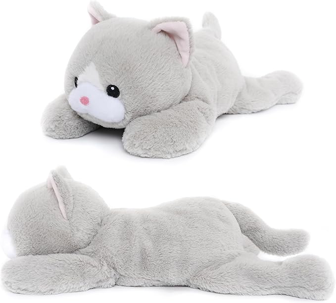 WEIGEDU Weighted Cat Stuffed Animal Plush Toy with Embroidered Eyes and Removable Weight Pack - 20 Inches, 2.3 lbs for Kids and Adults
