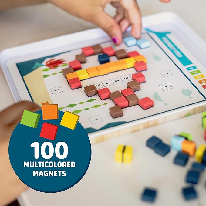 Chuckle & Roar Magnetic Puzzle Kit – Magnet by Number Edition, Mess-Free Color Matching Activity with 30 Challenges, Travel-Friendly Learning Toy for Kids Ages 4+