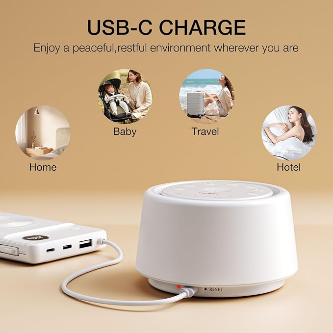 LEICEX White Noise Sound Machine | Sound Machine for Baby Rechargeable | 30 Soothing Sounds | 10 Colors Night Light | White Noise Machine for Sleep Baby Adults Portable Sound Machine for Home Travel