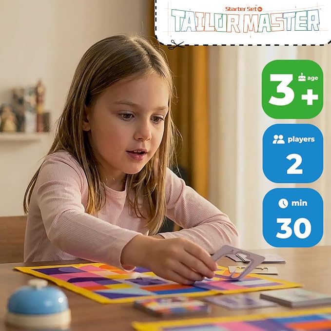 Whales Entertainment |Tailor Master Board Game for Kids 3 +| Family Game Night | Memory Matching Card with Bell Tap| Educational and Fun for Preschool,Toddlers and Parents|Helps Improve Concentration