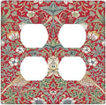 Decorative Outlet Covers William Morris Strawberry Thief Botanical Red Green 2 Gang Double Duplex Light Switch Cover Wall Plates Electrical Socket Cover Art Faceplate for Bathroom Bedroom Decor