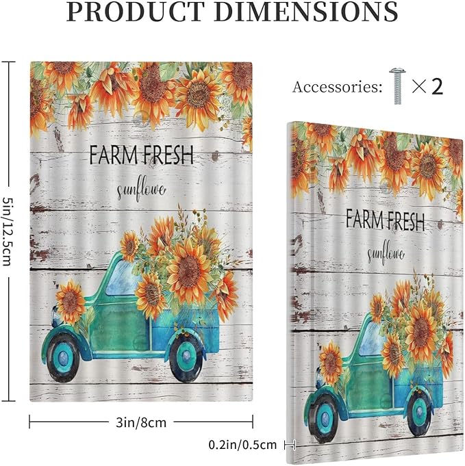 Decorative Switch Plate Covers Teal Farm Truck Pulling Sunflowers 1 Gang Light Switch Cover Plate Blank Wall Plate Cover Switchplate Electrical Faceplate for Farmhouse Bathroom Bedroom Decor