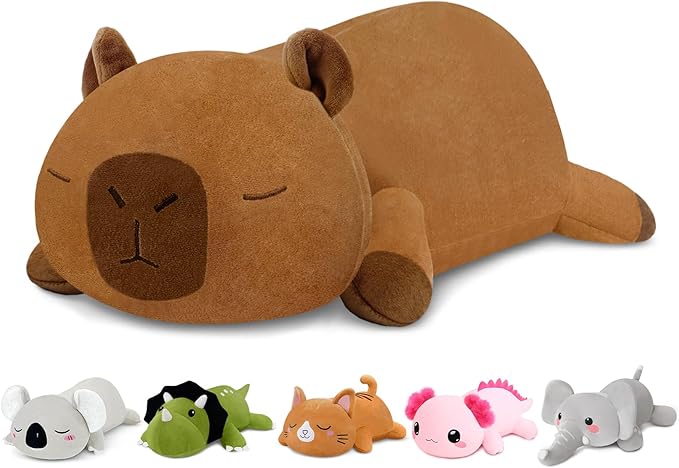 TOYSYM Weighted Stuffed Animals, Capybara Plush with Weighted Beads, Cute Capybara Stuffed Animals Pillow Gifts for Adults Kids Boys Girls 9.8inch