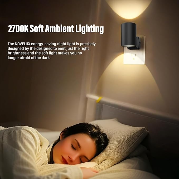 ETL Certified 2700K Night Lights Plug into Wall, Modern Plug in Night Light, Dusk to Dawn Light Sensor Nightlight, Warm White, Adjustable Brightness, Night-Lights for Hallway,Bathroom, 8 Pack